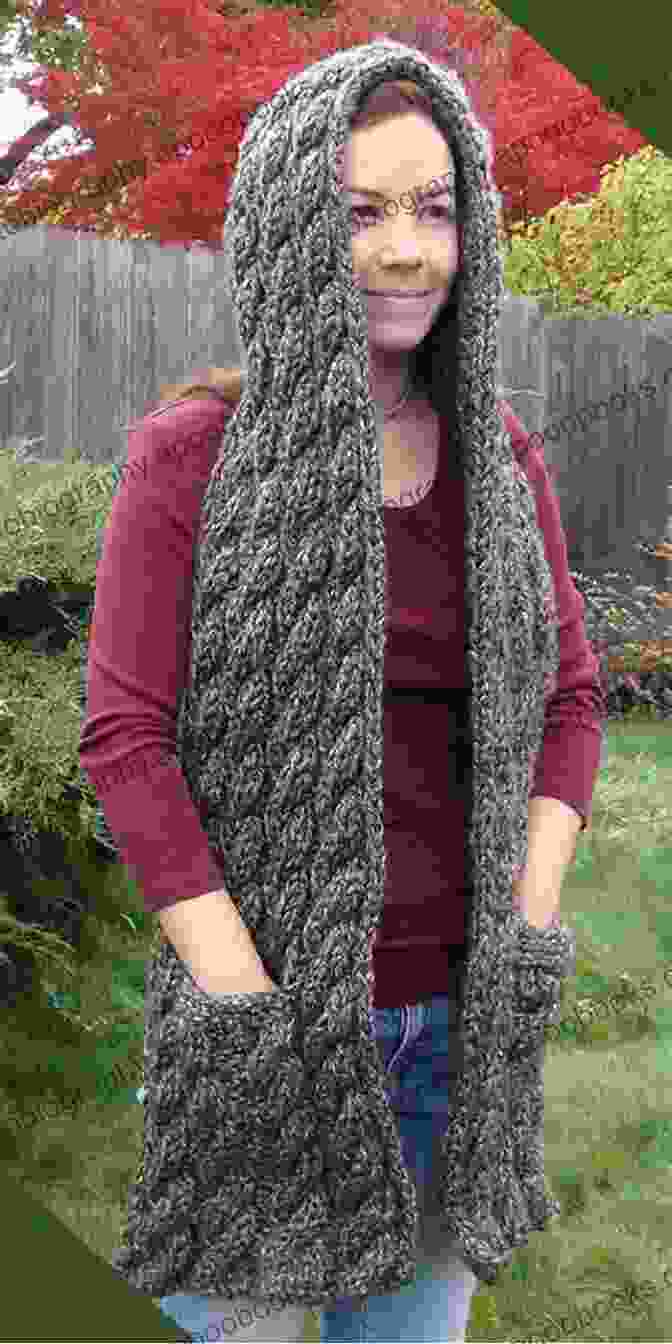 A Cozy Cable Scarf Knitted In Soft Gray Yarn, Showcasing Intricate Cable Patterns. Knitting Starter Kit: Your First Project Kits For Beginner Knitter