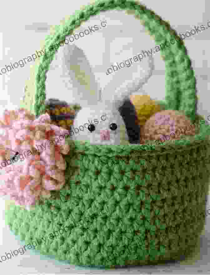 Crocheted Easter Basket With Colorful Flower Motif Flower Easter Basket Crochet Pattern